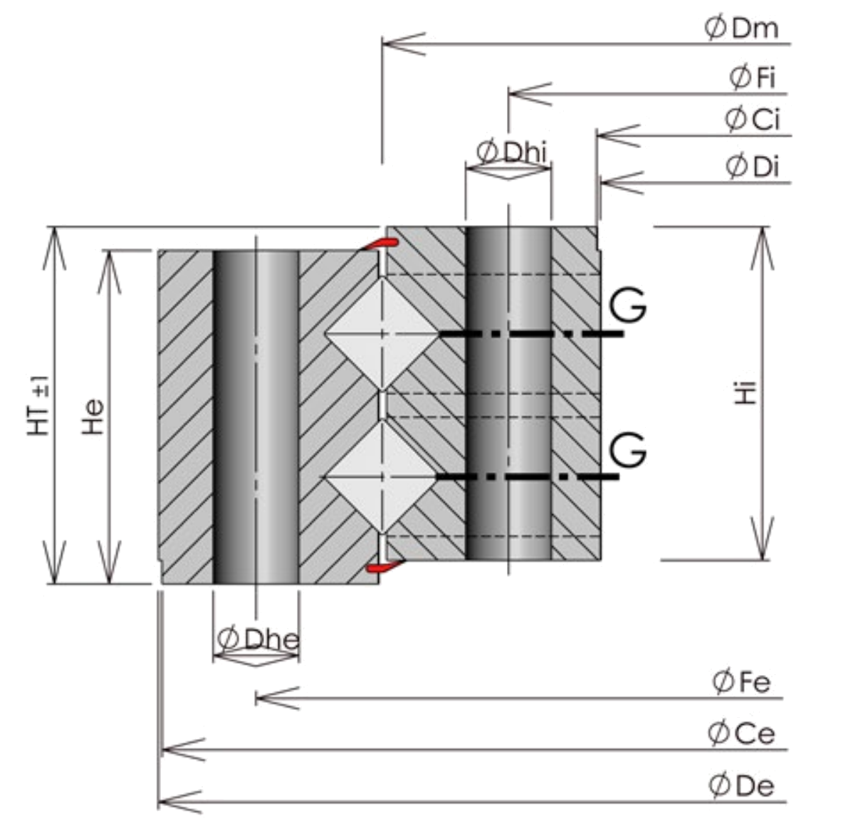 ROLLIX 18-1050-00 slewing bearing replacement dimensional drawing