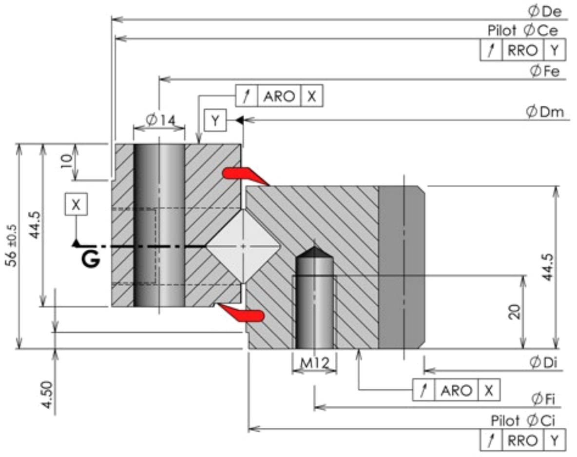 ROLLIX 47-0944-00 slewing bearing replacement dimensional drawing
