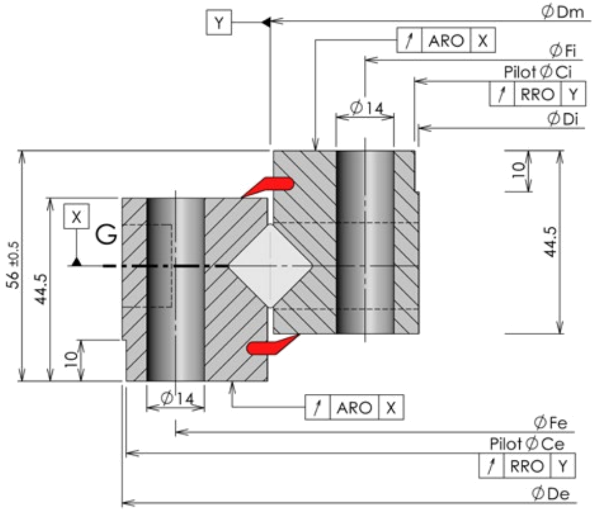 ROLLIX 48-0744-00 slewing bearing replacement dimensional drawing