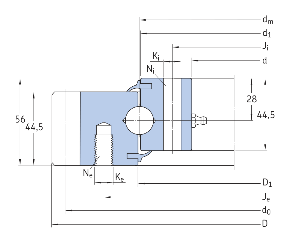 Disegno di ingombro dal catalogo OEM per SKF RKS.061.20.0544