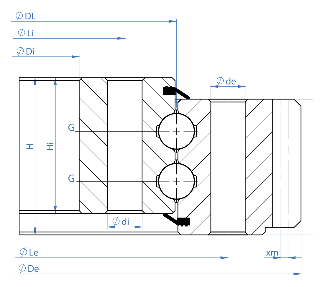 Tibet Makina 1391E-12B-200 slewing bearing replacement dimensional drawing