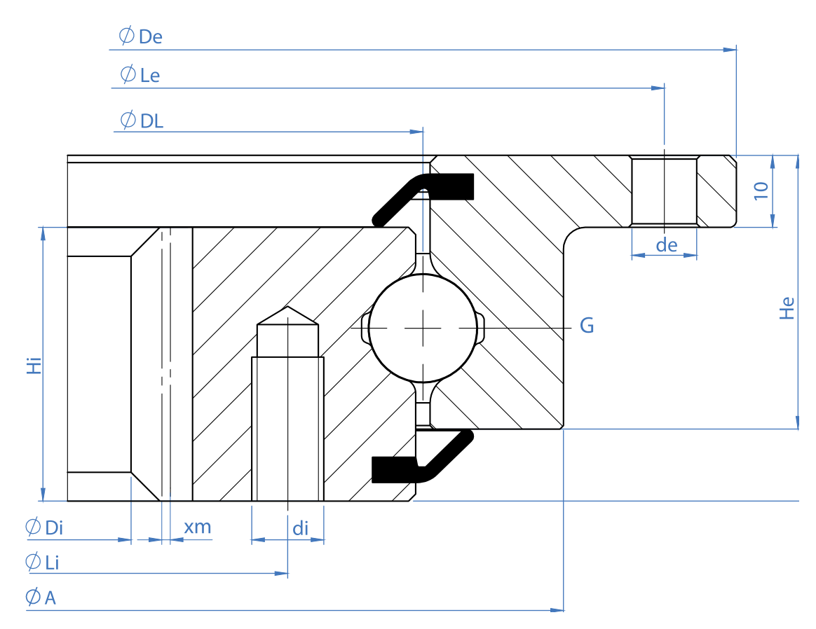 Tibet Makina 0444I-12B-100 slewing bearing replacement dimensional drawing
