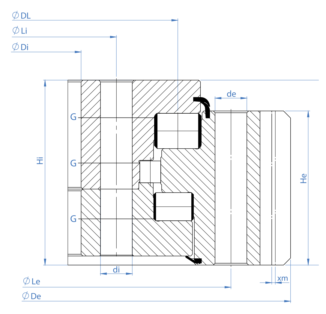 Tibet Makina 1640E-12R-300 slewing bearing replacement dimensional drawing