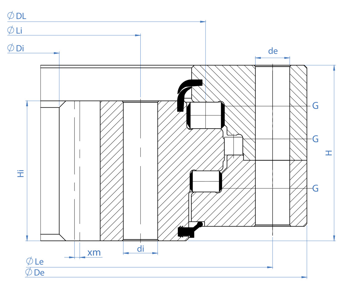 Tibet Makina 1365I-12R-300 slewing bearing replacement dimensional drawing