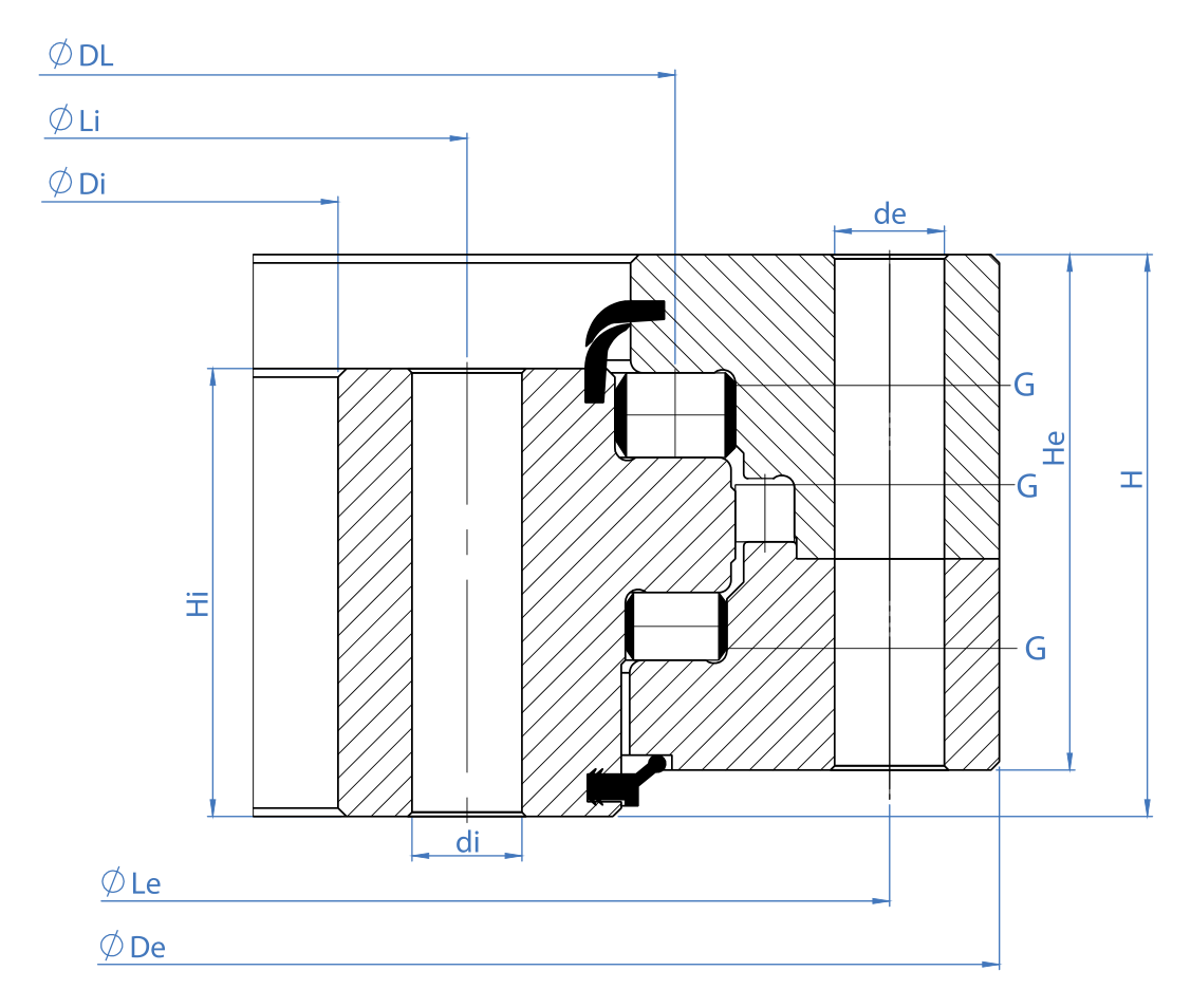 Tibet Makina 1640R-12R-300 slewing bearing replacement dimensional drawing
