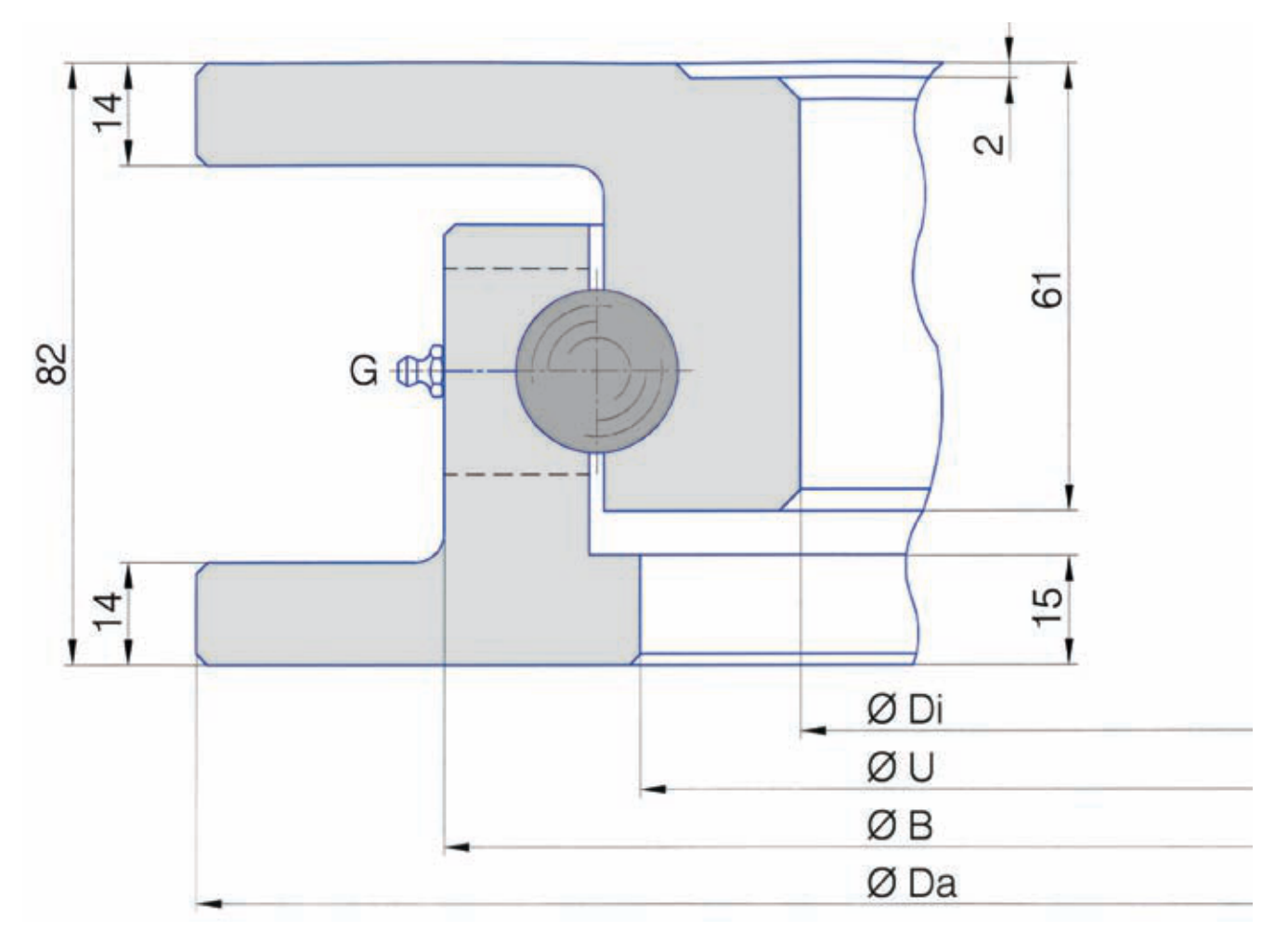 Torriani Gianni I.400.22.00.A/SD slewing bearing replacement dimensional drawing