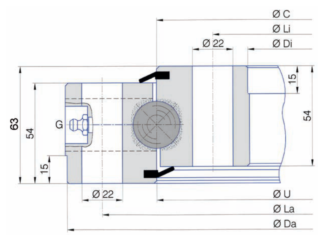 Torriani Gianni SD.1155.25.00.B slewing bearing replacement dimensional drawing